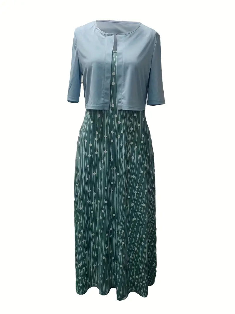 Frieda | Women's Elegant Floral Dress Set with Short Top