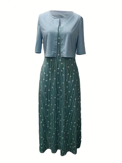 Frieda | Women's Elegant Floral Dress Set with Short Top