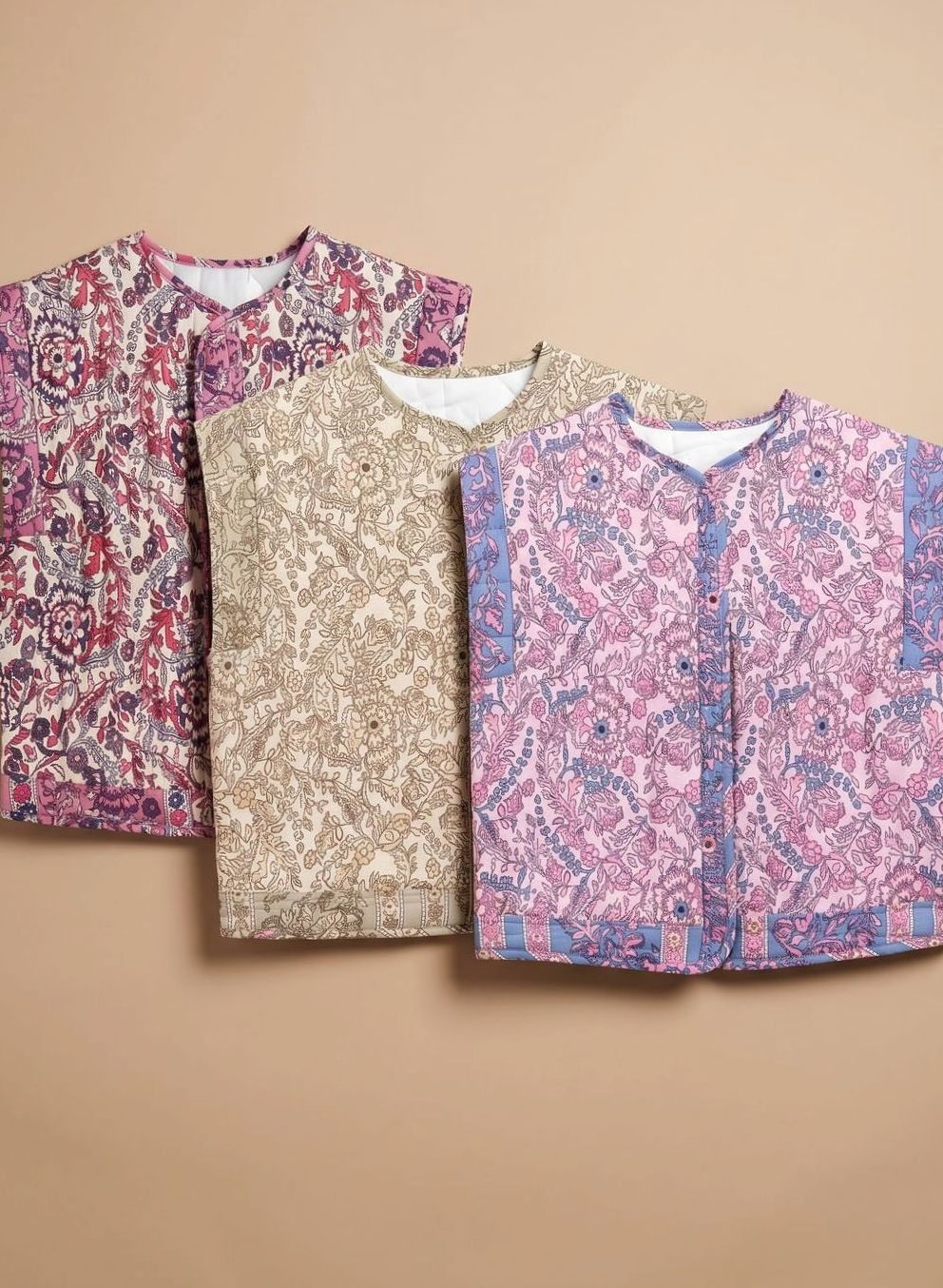 Beatrice | Damen gesteppte Blumenweste mit Seitentaschen