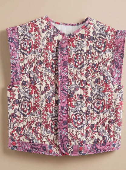 Beatrice | Damen gesteppte Blumenweste mit Seitentaschen