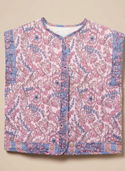 Beatrice | Damen gesteppte Blumenweste mit Seitentaschen