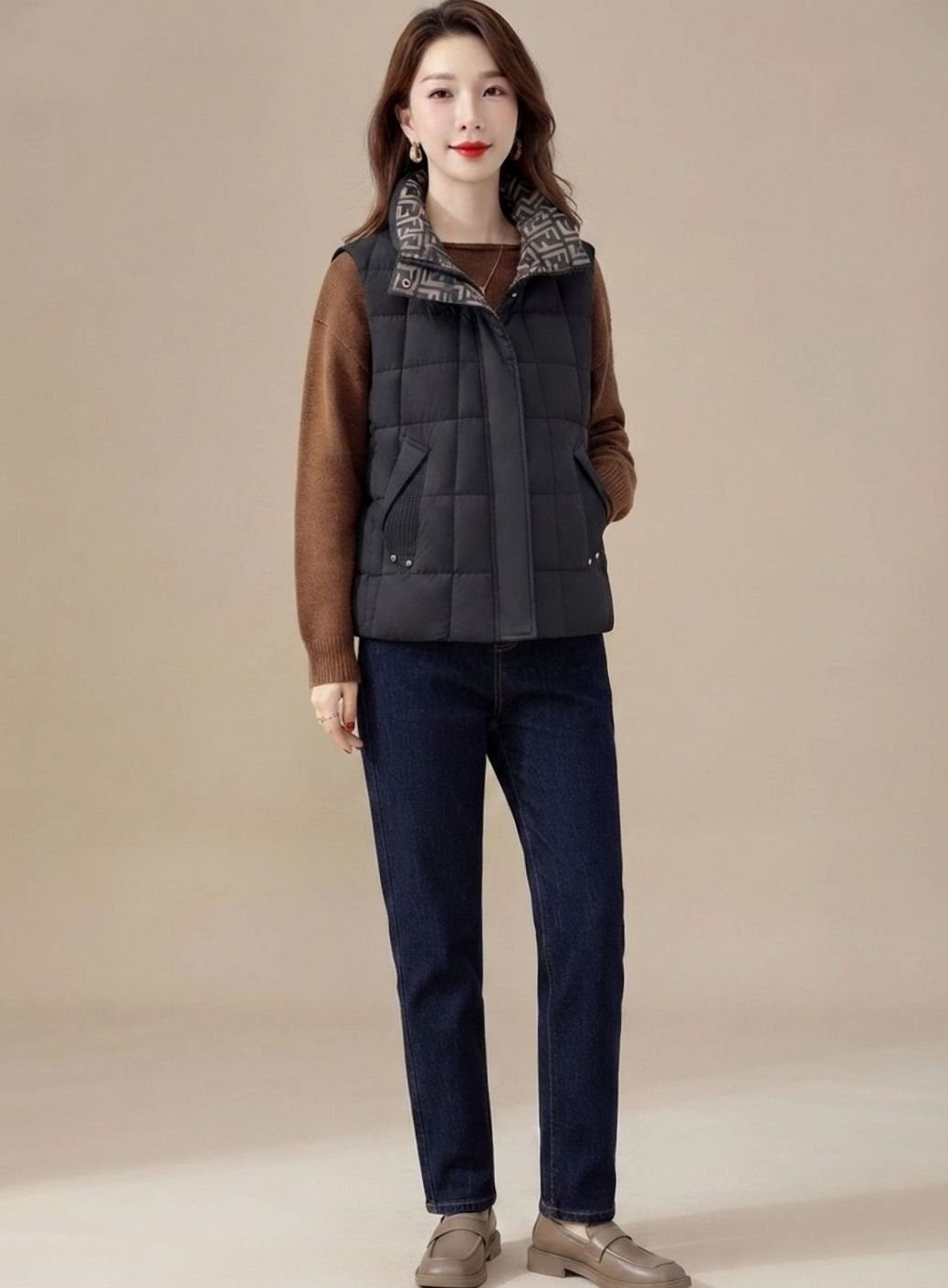 Gaby | Damen Steppweste mit Hochkragen