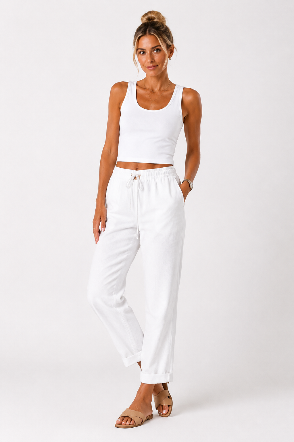Polina | Women's trousers with elasticated waistband and drawstring | Relaxed fit