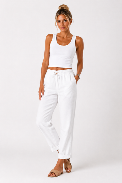 Polina | Women's trousers with elasticated waistband and drawstring | Relaxed fit