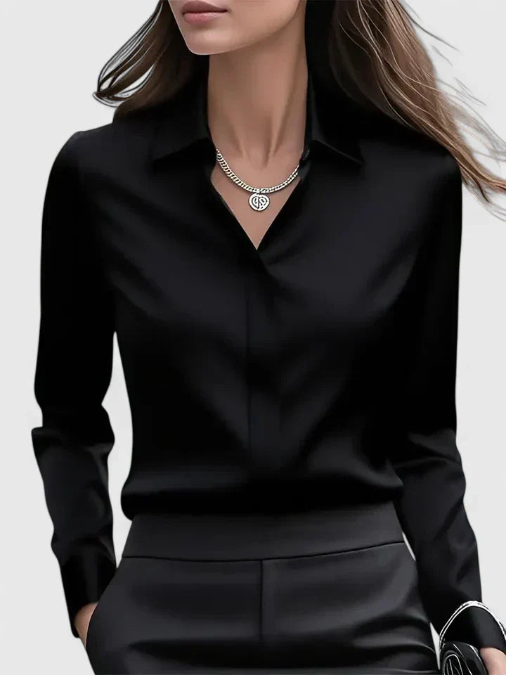 Katharina | Women's satin blouse with button placket and collar