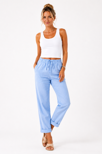 Polina | Women's trousers with elasticated waistband and drawstring | Relaxed fit