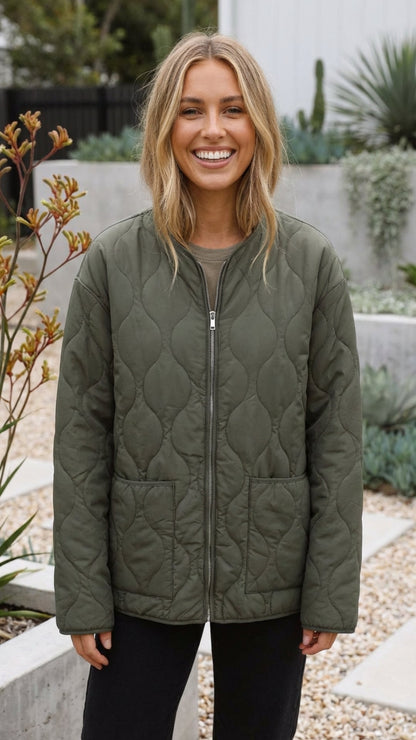 Elin | Damen leichte gesteppte Übergangsjacke mit Reißverschluss