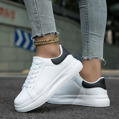 Carla | Damen weiße Ledersneaker mit Schnürung