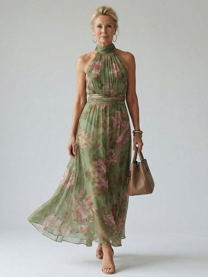 Tanja | Damen Midikleid mit Neckholder und floralem Muster