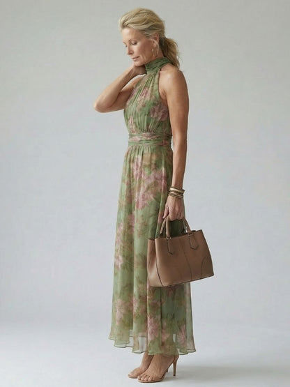 Tanja | Damen Midikleid mit Neckholder und floralem Muster
