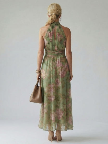 Tanja | Damen Midikleid mit Neckholder und floralem Muster