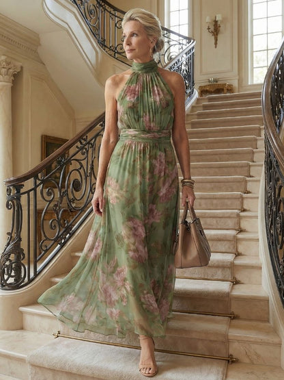 Tanja | Damen Midikleid mit Neckholder und floralem Muster