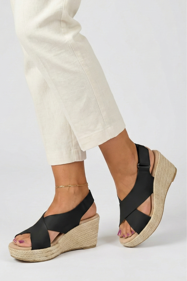 Lorvex | Women's Wedge Sandals with Crisscross and Ankle Straps