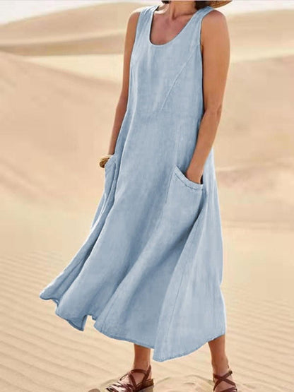 Diana | Damen Ärmelloses Kleid mit Taschen | Fließend