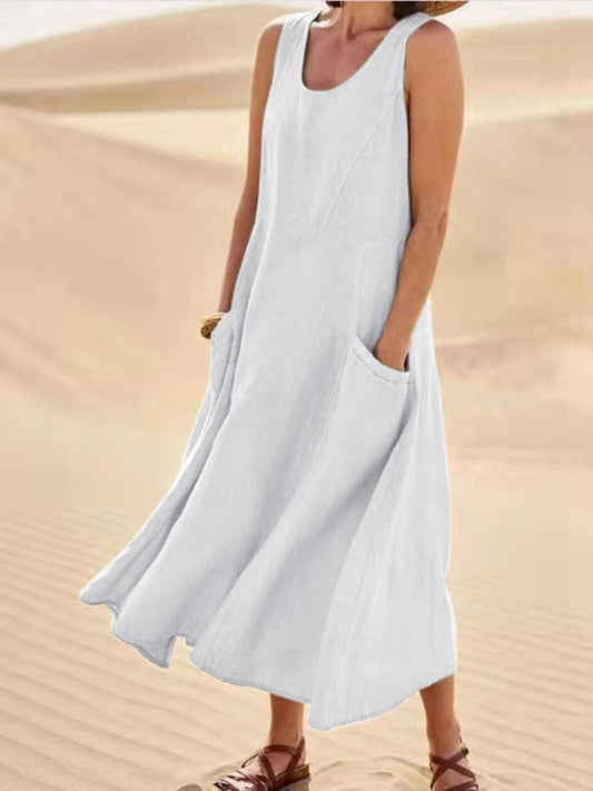 Diana | Damen Ärmelloses Kleid mit Taschen | Fließend