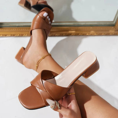 Patricia | Sandals with Cross Straps and Block Heel