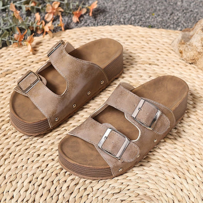 Evelyne | Cross Strap Sandals with Platform Sole and Buckle
