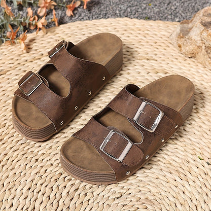 Evelyne | Cross Strap Sandals with Platform Sole and Buckle