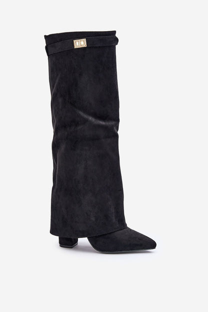 Vreni | Damen elegante kniehohe Stiefel mit Schnalle