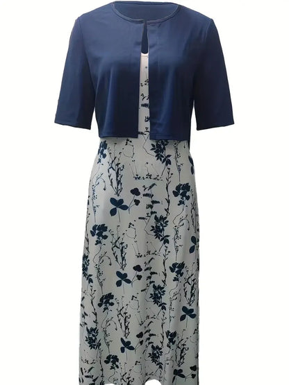 Frieda | Women's Elegant Floral Dress Set with Short Top