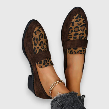 Brina | Damen comfortable Slip-On Loafer mit Leo Muster vorn