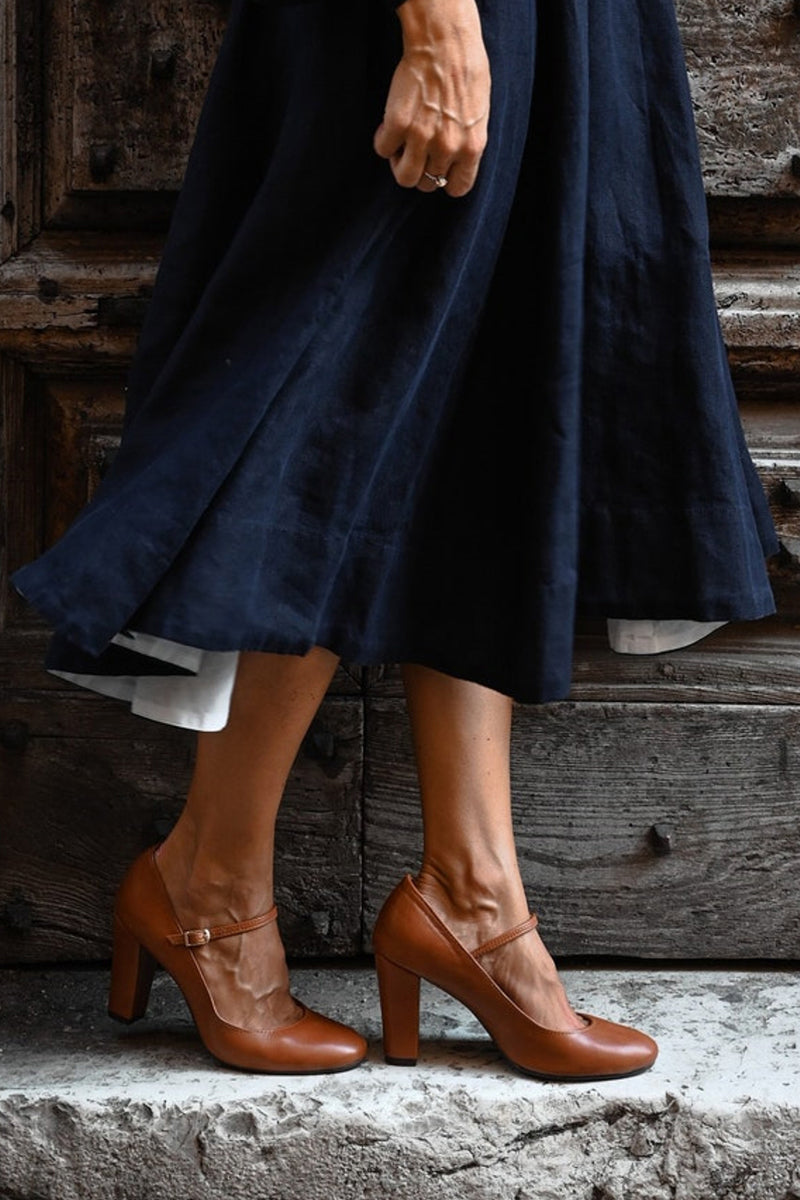 Gisela | Women's pumps with block heel and ankle strap