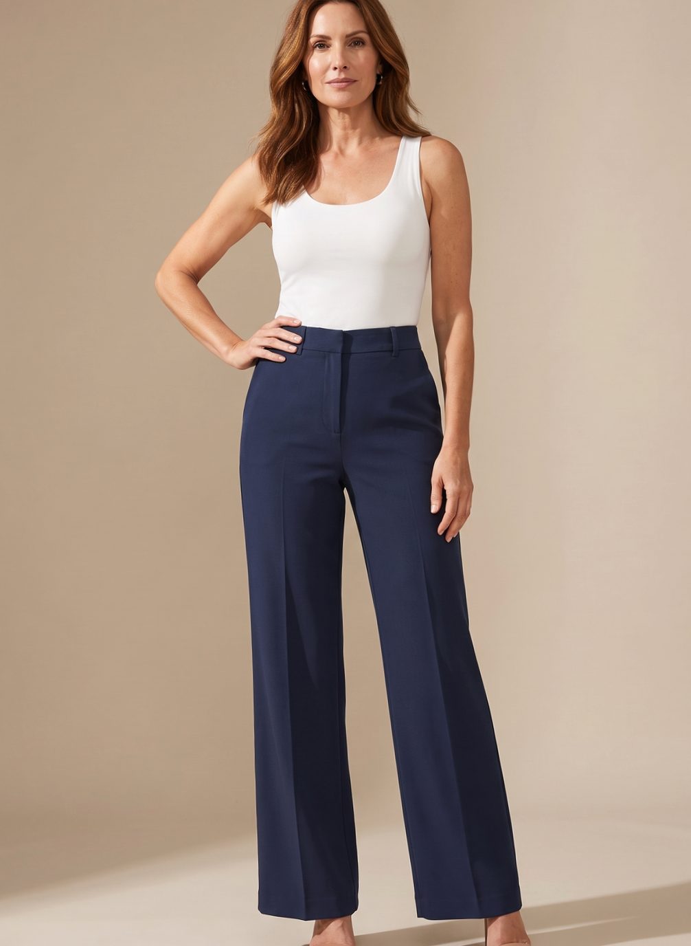 Melanie | Damen Hochbund-Stoffhose im geraden Schnitt