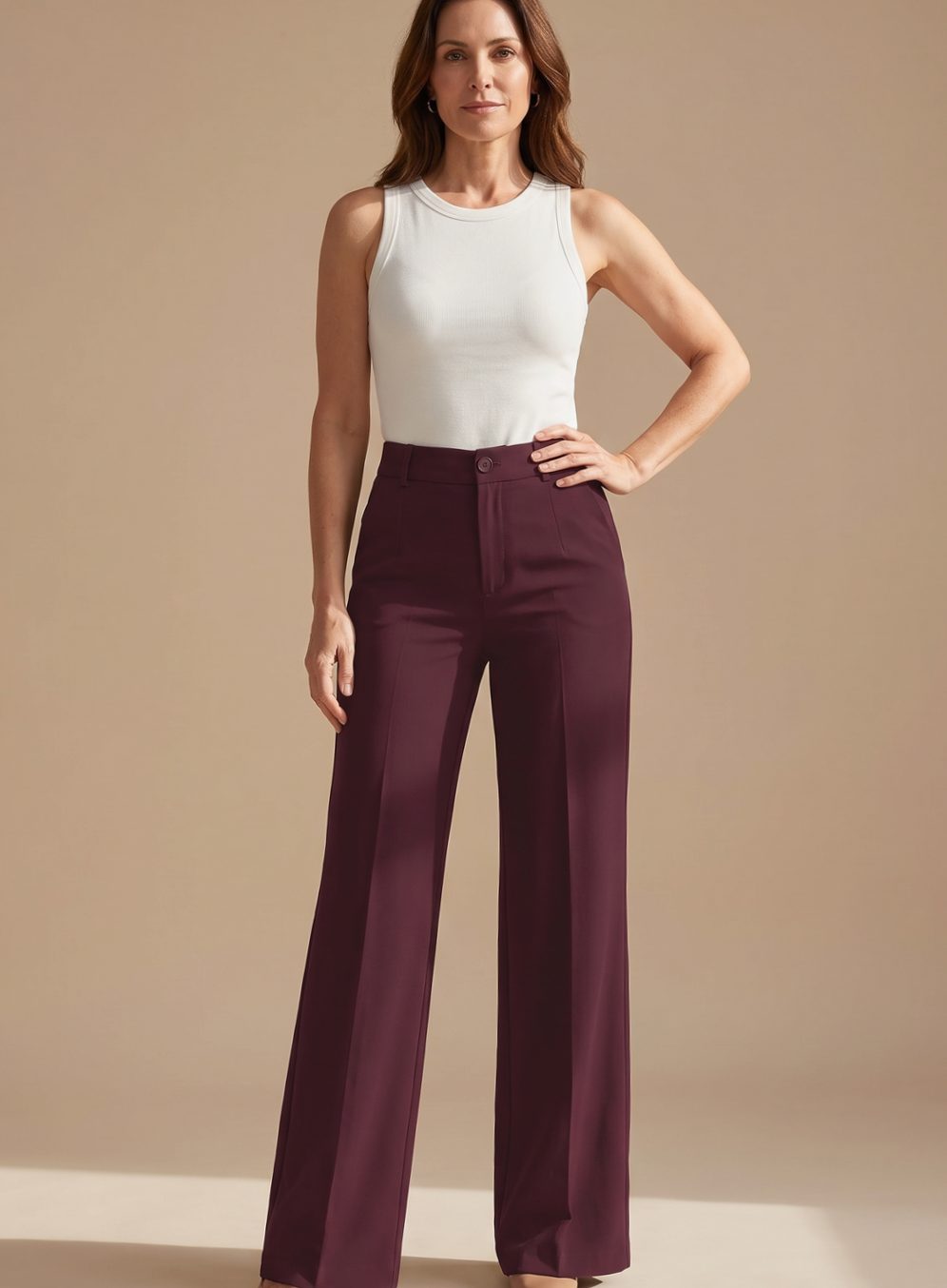Melanie | Damen Hochbund-Stoffhose im geraden Schnitt