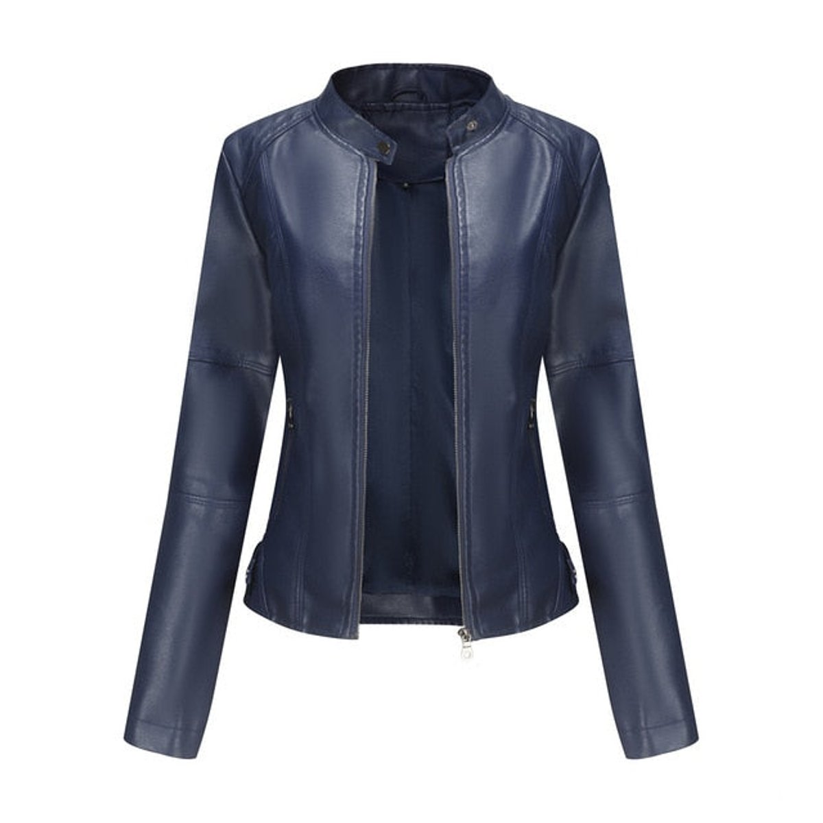 Julia | Damen Bikerjacke mit Kunstleder und Stehkragen
