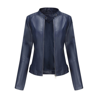 Julia | Damen Bikerjacke mit Kunstleder und Stehkragen