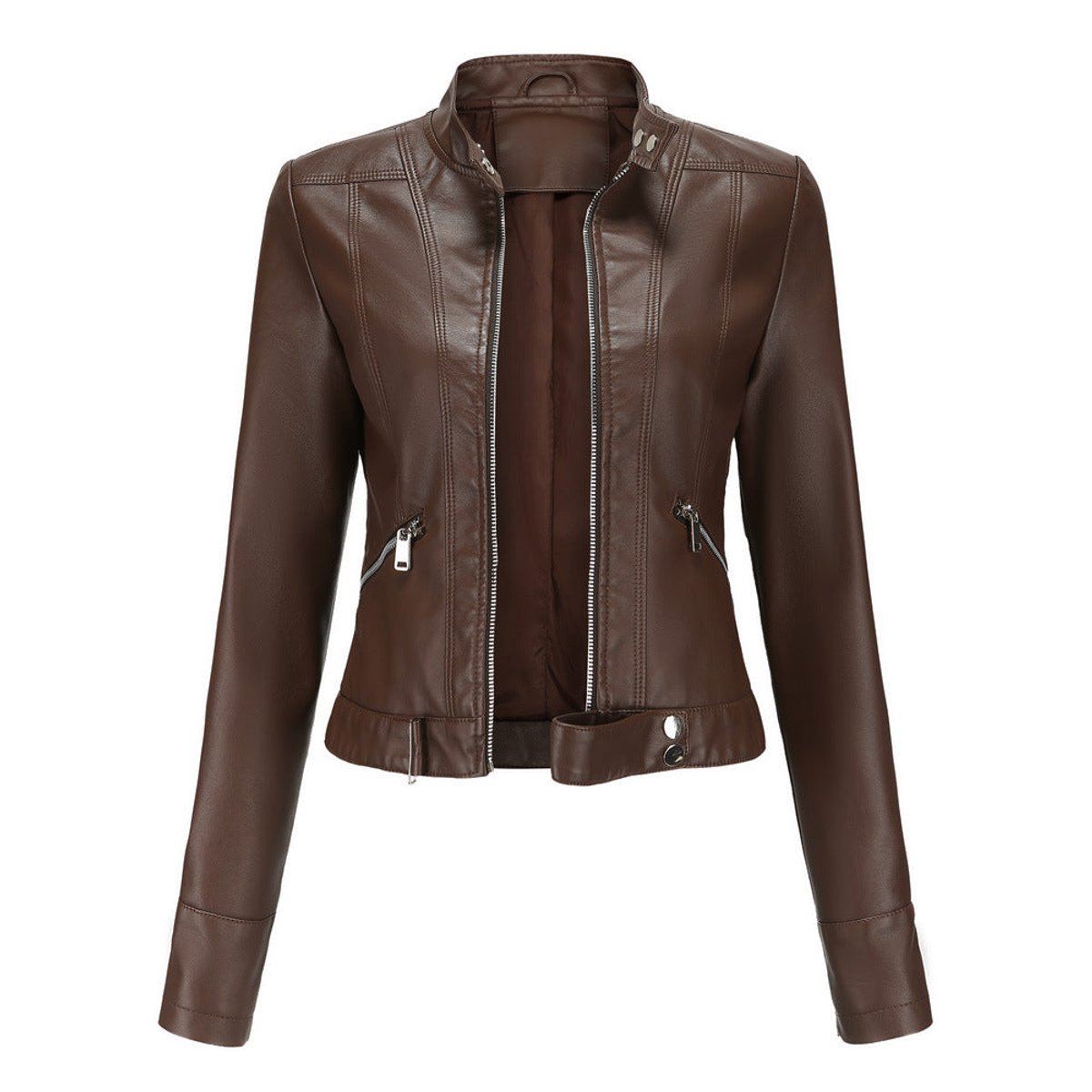 Emma | Damen Bikerjacke mit Kunstleder und Reißverschluss