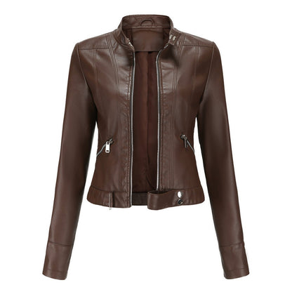 Emma | Damen Bikerjacke mit Kunstleder und Reißverschluss