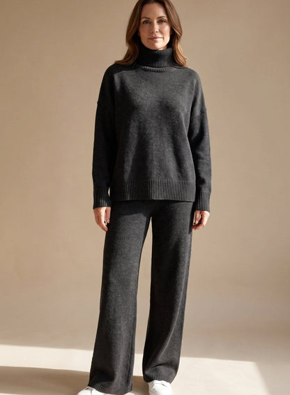 Jasmin | Damen Oversized Rollkragen Strick Lounge-Set