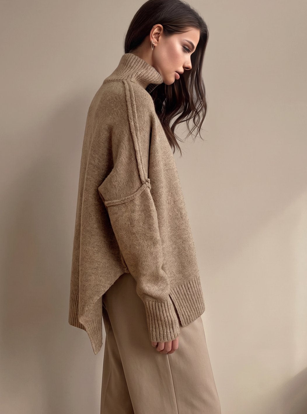 Jasmin | Damen Oversized Rollkragen Strick Lounge-Set
