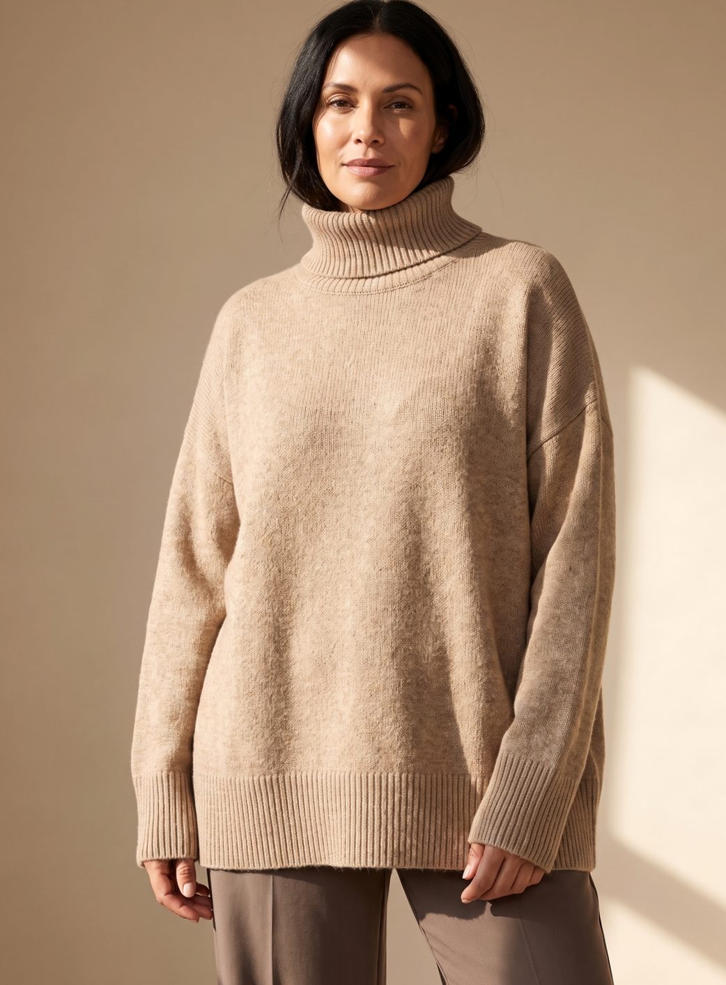 Jasmin | Damen Oversized Rollkragen Strick Lounge-Set