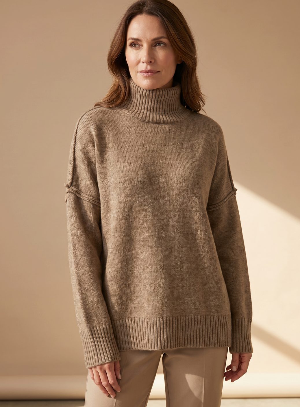 Jasmin | Damen Oversized Rollkragen Strick Lounge-Set