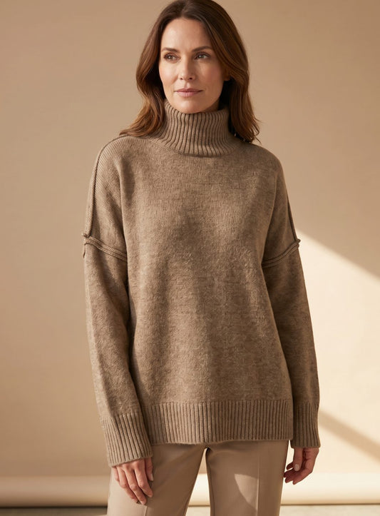 Jasmin | Damen Oversized Rollkragen Strick Lounge-Set
