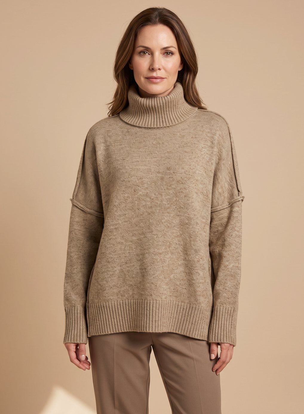 Jasmin | Damen Oversized Rollkragen Strick Lounge-Set
