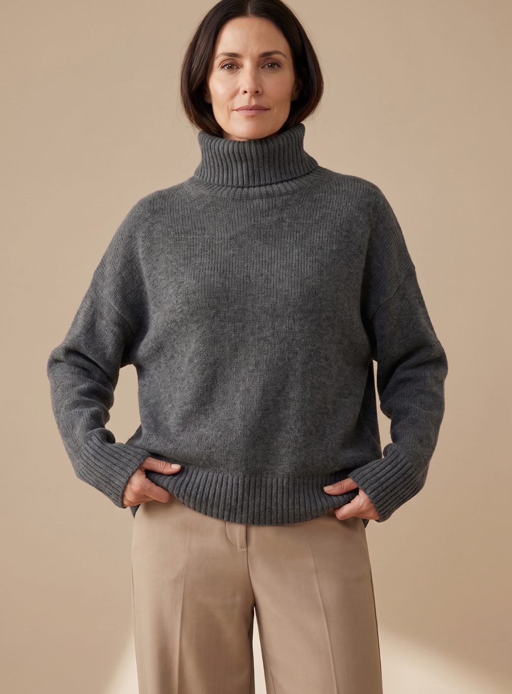 Jasmin | Damen Oversized Rollkragen Strick Lounge-Set