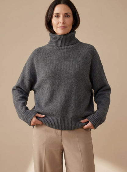 Jasmin | Damen Oversized Rollkragen Strick Lounge-Set