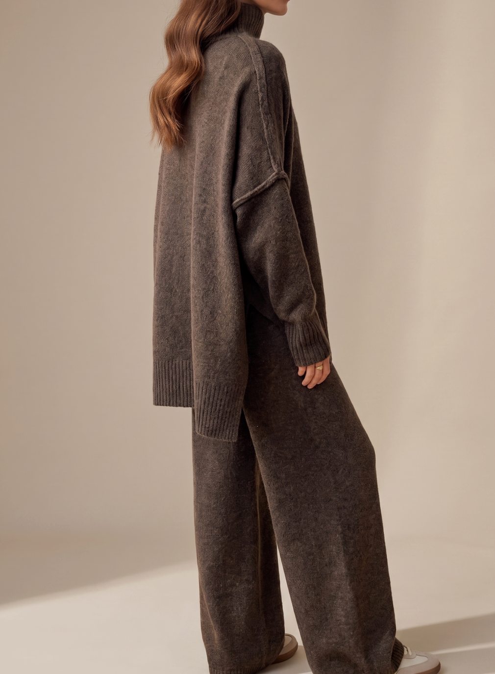 Jasmin | Damen Oversized Rollkragen Strick Lounge-Set