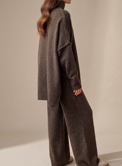 Jasmin | Damen Oversized Rollkragen Strick Lounge-Set