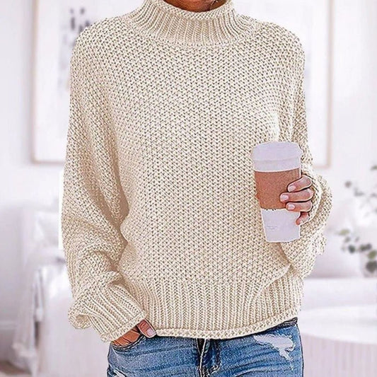 Luisa | Damen Oversized Strickpullover mit Rollkragen
