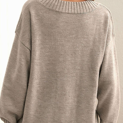 Fiona | Damen Oversized Strickpullover mit V-Ausschnitt