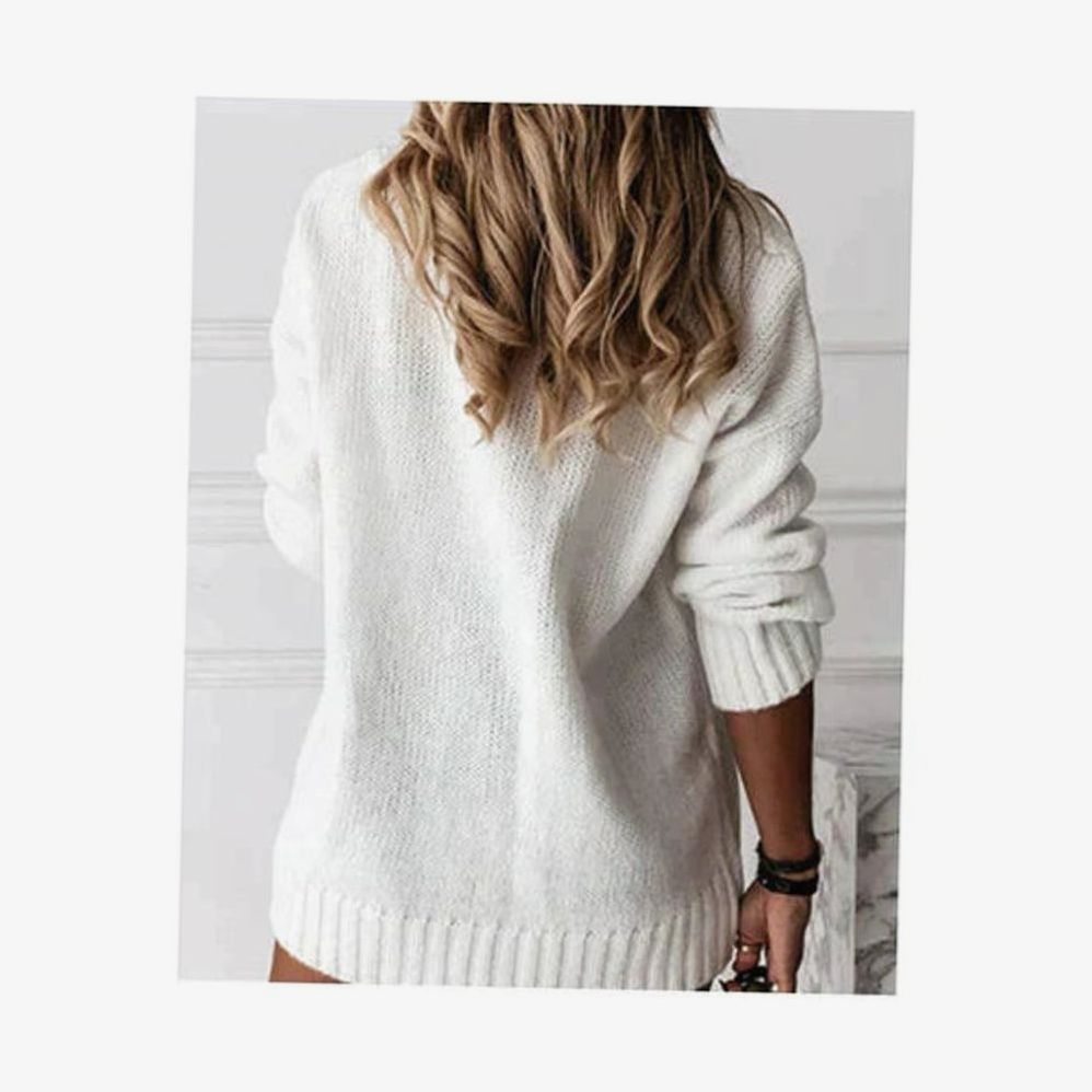 Fiona | Damen Oversized Strickpullover mit V-Ausschnitt