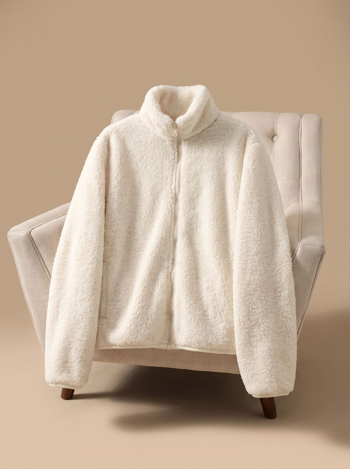 Lisbeth | Damen Oversized Fleece-Jacke mit Stehkragen und Reißverschluss