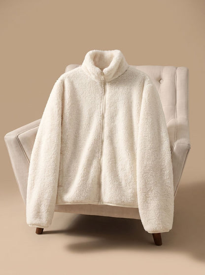 Lisbeth | Damen Oversized Fleece-Jacke mit Stehkragen und Reißverschluss