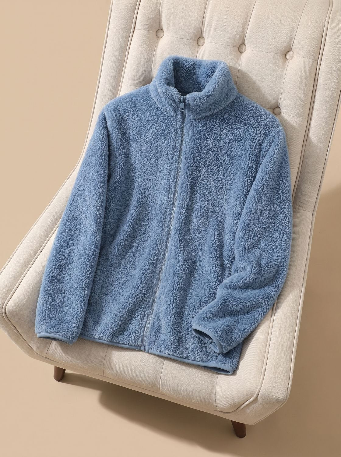 Lisbeth | Damen Oversized Fleece-Jacke mit Stehkragen und Reißverschluss