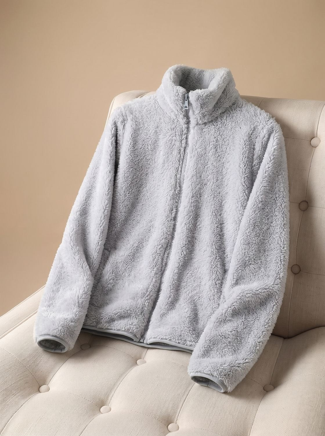Lisbeth | Damen Oversized Fleece-Jacke mit Stehkragen und Reißverschluss