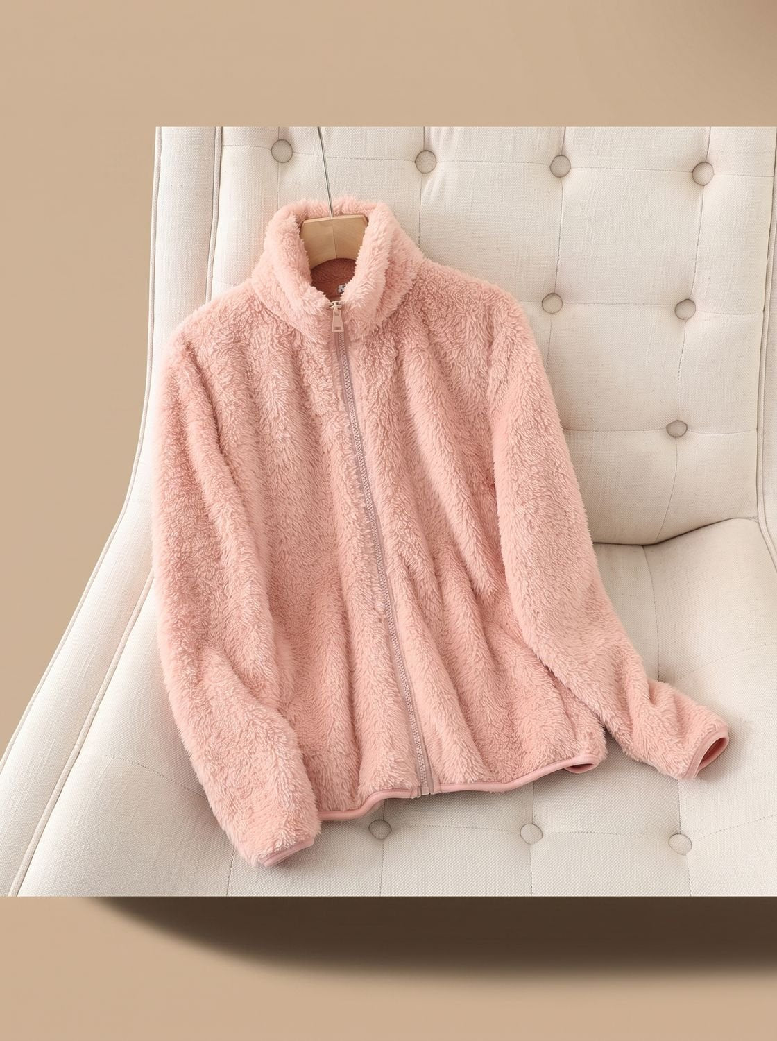 Lisbeth | Damen Oversized Fleece-Jacke mit Stehkragen und Reißverschluss